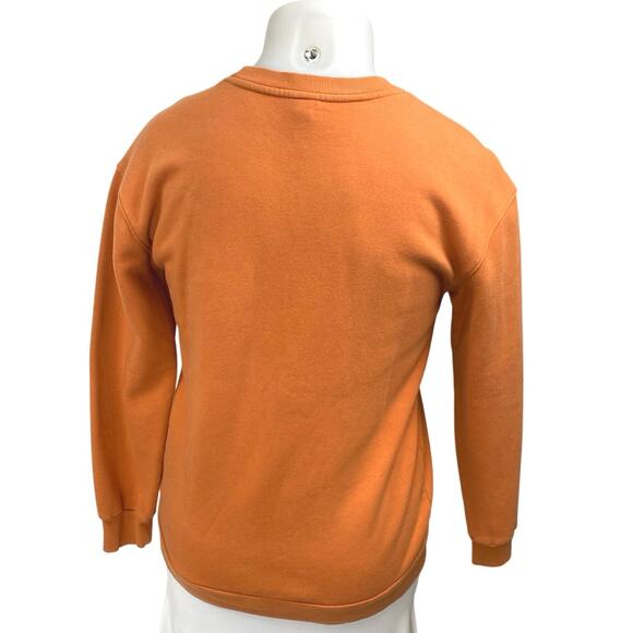 Art Class Women's Orange Smiley Fleece Crew Long Sleeve Sweatshirt Top Size XL - Picture 2 of 5